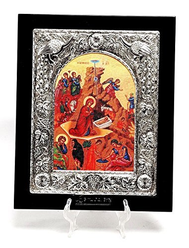Primary image for Large Silver Plated 925 Icon in Wood Frame From The Holyland Jerusalem
