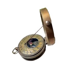 Antique Pocket Compass for Hiking &amp; Camping with Vintage Brass Engraved Case - £18.36 GBP