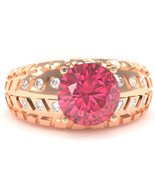 Men&#39;s Tire Tread Pink Tourmaline Diamond Ring In Solid 14k Rose Gold - $1,292.32 CAD