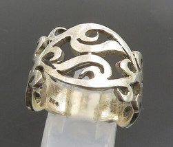 925 Sterling Silver - Vintage Carved Vine Swirl Cutout Band Ring Sz 11 -... - £30.01 GBP