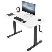 VIVO Manual 43 x 24 Stand Up Desk | White Table Top, Black Frame - £321.99 GBP