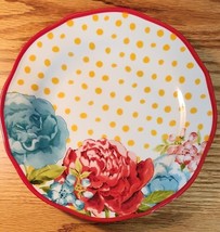 Four (4) Pioneer Woman ~ Red Floral Polka Dot ~ Stoneware ~ Salad Plates... - £29.55 GBP