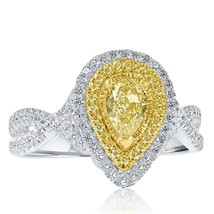 1.24 Karat Birne Hellgelb Diamant Verlobung Ring der Unendlichkeit 14k Weiß Gold - $3,216.42