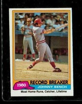 Vintage 1981 Topps Record Break Baseball Card #201 Johnny Bench Cincinnati Reds - £7.81 GBP