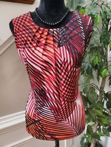 Calvin Klein Women Multicolor Polyester Round Neck Sleeveless Top Blouse Size M - £18.09 GBP