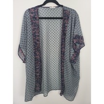 Maurices Lightweight Sheer Cardigan L/XL Womens Grey Blue Cap Sleeve Pull On Top - £14.86 GBP