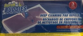 Scrub Buddies Deep Cl EAN Ing Pad Refills Fits Swiffer Sweeper 3 In Pack Ship N 24 - £7.68 GBP
