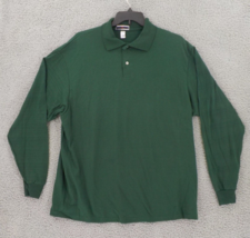 Jerzees Mens Green Polo Shirt Sz Xl Striped Long Sleeve Cotton Poly Blend Nwmd - £7.85 GBP
