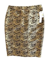 Calvin Klein Pencil Skirt Gold Floral Black Jacquard Skirt Sz 4 NWT - $49.00