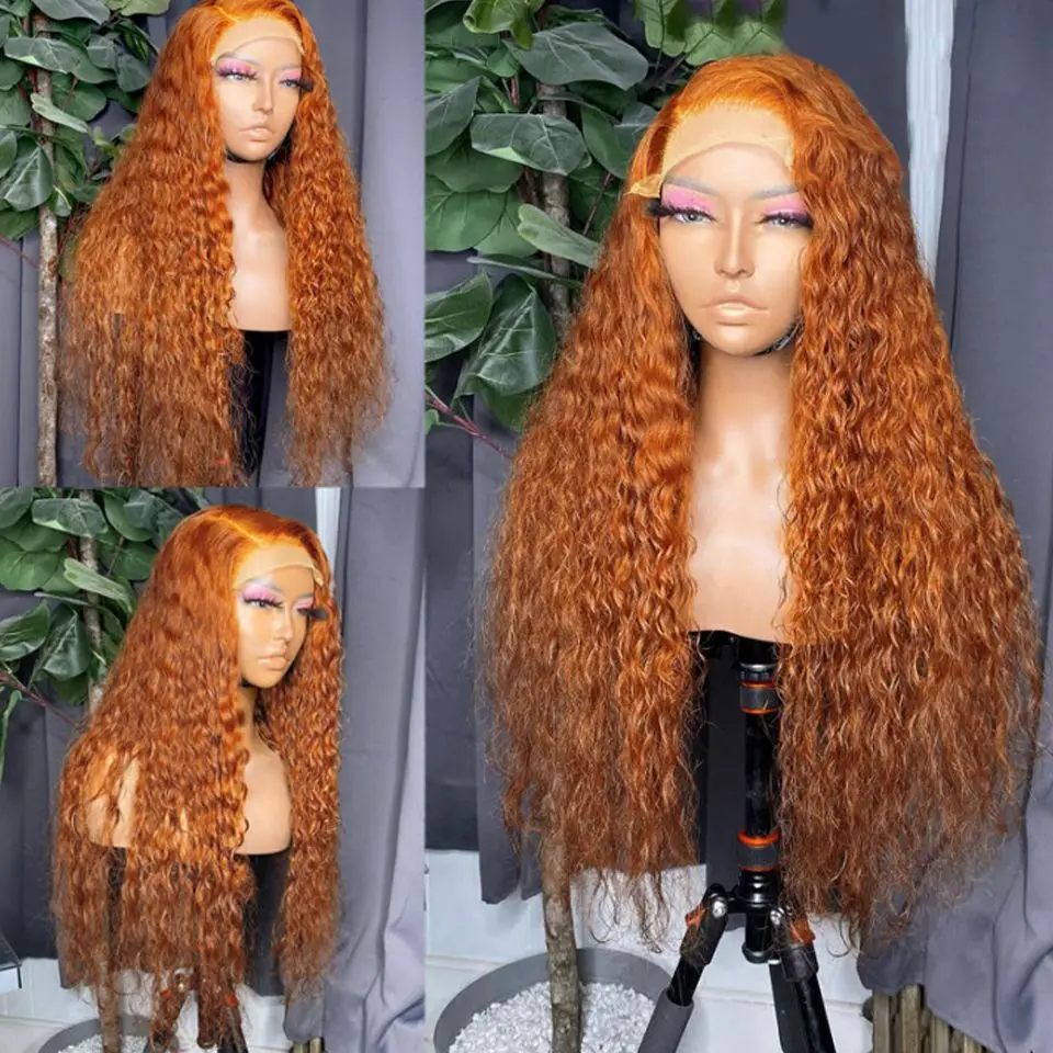 Ginger Orange Curly Human Hair Wigs Brazilian Orange Curly Human Hair Wigs 180 - £73.67 GBP+