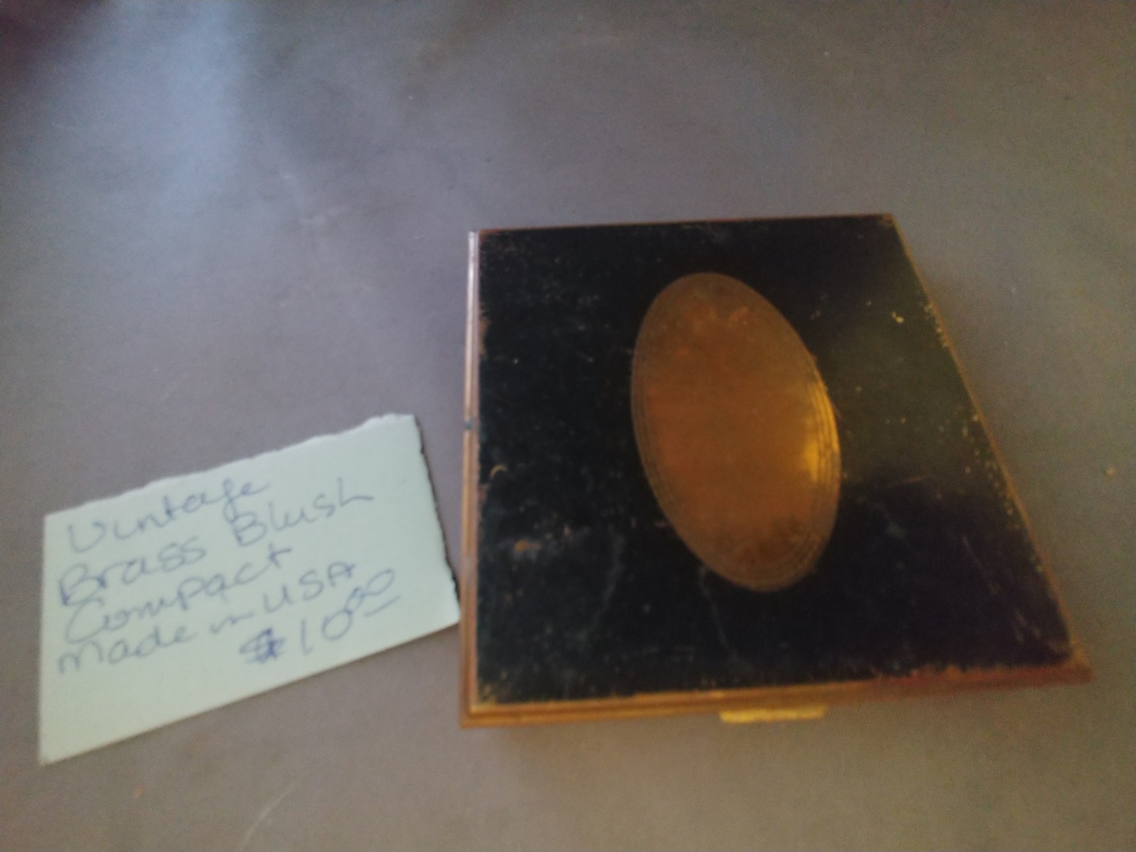 Vintage Brass Mirrored Blush Compacts Square ^ - $10.00