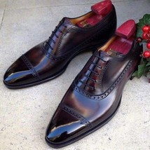 NEW Handmade dress lace up formal shoes man wingtip shoes custom made leather sh - £114.67 GBP