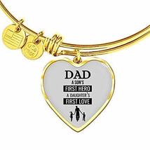 Express Your Love Gifts Dad A Son&#39;s First Hero Stainless Steel or 18k Gold Heart - £35.68 GBP