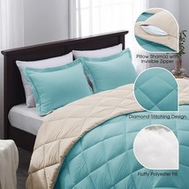 Basic Beyond Queen Comforter Set - Aqua Blue Comforter Set, Reversible - £29.81 GBP