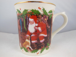 Lenox Santa&#39;s Holiday Journey A Friend To All Dog Cat Christmas Mug Cup PRETTY! - £9.48 GBP