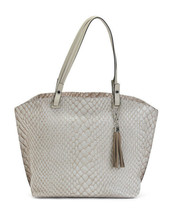 NEW GIANNI CONTI BEIGE LEATHER LARGE ZIP TOP TOTE BAG $249 - $164.84