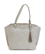NEW GIANNI CONTI BEIGE LEATHER LARGE ZIP TOP TOTE BAG $249 - £129.66 GBP