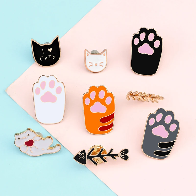  cute cartoon cat colorful foot pins acrylic badges brooch laa pin for women clothes on thumb200