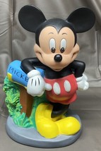 Disney Mickey Mouse Mailbox Plastic Bank Piggybank Coin Bank 8.5&quot; W/O St... - $12.19