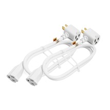 Maximm Cable 2 Pack 3 Feet Angled Indoor Extension Cord/Wire, 2 Outlet Piggyback - $30.99