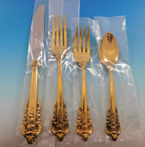 Grande Baroque Gold Wallace Sterling Silver Flatware Set Service 35 pcs Vermeil - $2,579.45