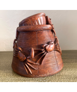Unique Chinese Asian Hand Carved Bamboo Crab Jar Pot Vase Ikebana 7 3/4&quot; - $2,332.00 MXN