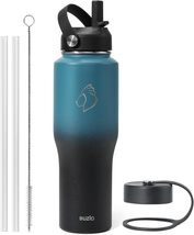 Insulated Water Bottle with Straw Stainless Steel Double Wall  - £10.93 GBP
