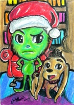 Dr Seuss The Grinch Christmas Holiday Original Art Sketch Card Drawing ACEO Maia - £19.65 GBP