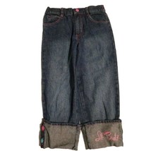 Lil Bratz Youth Girl&#39;s 7 Blue Denim Jeans Cuffed Elastic Waist Pockets Embellish - £8.93 GBP