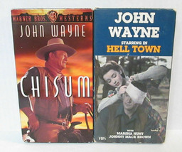 John Wayne VHS Lot HELL TOWN and Chisum Collection Vintage Westerns Cowboy - $12.00