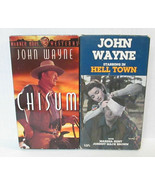 John Wayne VHS Lot HELL TOWN and Chisum Collection Vintage Westerns Cowboy - $12.00