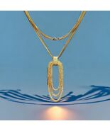 STRIKING SIGNED MONET GOLD-TONE CHAIN NECKLACE MODERN OVAL ENLONGATED PE... - $86.25