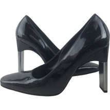 Vintage 90s Charles Jourdan Women&#39;s Metallic Heel Patent Leather Pumps Black 6.5 - £22.06 GBP