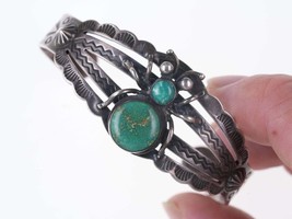 Fred Harvey Era Native American Sterling/turquoise Spider cuff bracelet - £356.11 GBP