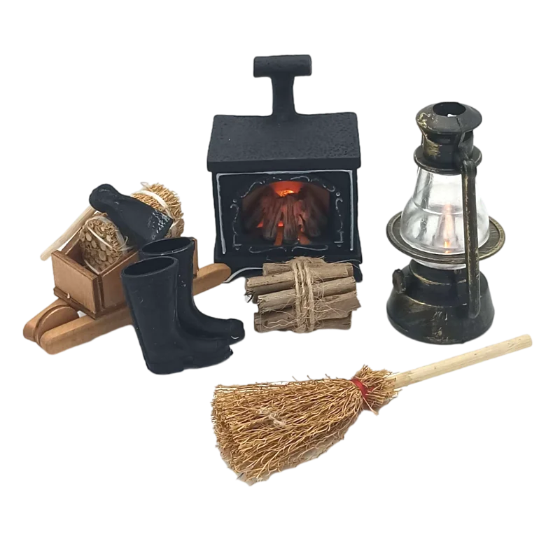 Miini Doll House Living Room Furniture Accessories Fireplace Firewood Hoe - £6.87 GBP+