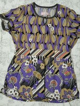 KOI Kathy Peterson Layla Purple Print Scrub Top  #146PR Floral Size Smal... - $15.83
