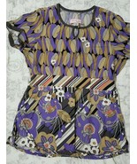 KOI Kathy Peterson Layla Purple Print Scrub Top  #146PR Floral Size Smal... - £12.44 GBP