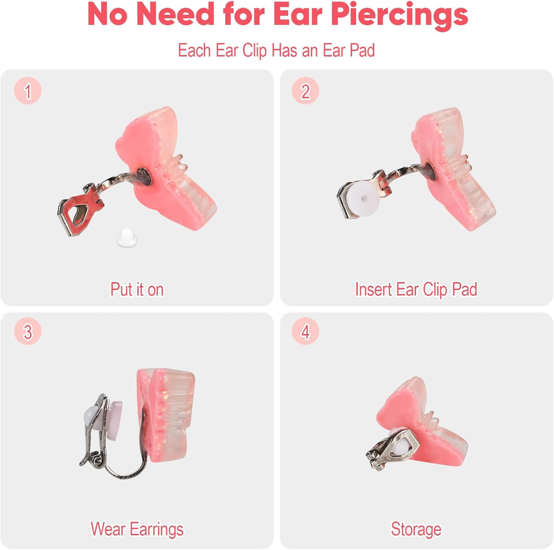 15 Pairs Clip on Earrings for Girls 4-6 10-12, Cute Kids Clip on Earrings for Te Item image 7