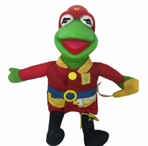 1990 Jim Henson Kermit the Frog Fireman Dress Me Plush Doll Teaches Mattel Arco - $30.00