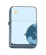 Man Earth Sun Flip Top Oil Lighter Em1 Smoking Cigarette Silver Case Inc... - $8.95