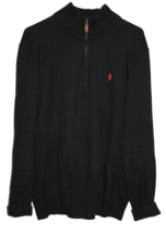 Polo Ralph Lauren Men's Plush Black Quarter 1/4 Zip Size Large Sweater Red Pony - £28.67 GBP