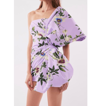 Oscar de la Renta Passionflower Print One-Shoulder Stretch Dress, Size 4... - $2,813.99