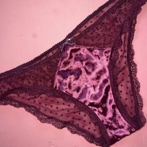 Victoria&#39;s Secret S PANTY cheekini Kir Burgundy Velvet velour POLKA DOT ... - £23.36 GBP