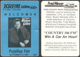 1987 Mickey Gilley Cloth OTTO Radio Pass from the Puyallup Fair - Back t... - £9.72 GBP