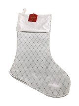 December Home Glittery Silver Snowflakes Velvet White Winter Stocking 16... - £23.51 GBP