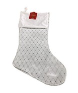 December Home Glittery Silver Snowflakes Velvet White Winter Stocking 16... - $581.07 MXN