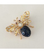 Women&#39;s Bee Brooch 18k Yellow Gold Natural White Diamonds, Blue Sapphire... - £3,508.32 GBP