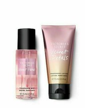Victoria&#39;s Secret Velvet Petals Perfume Body Spray &amp; Lotion Women 2.5oz Set Nib - £28.72 GBP