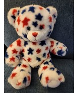 Build a Bear Patriotic Plush white bear with blue / red stars 13” Stuffe... - £11.38 GBP