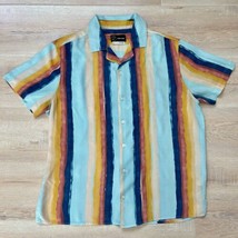 Original Use Men&#39;s Stripped Rayon Button Up Size Large - £7.91 GBP